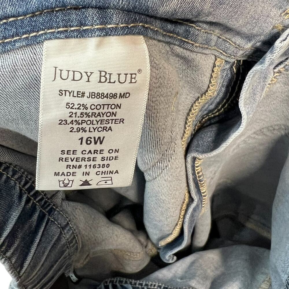 Judy Blue Ain't Worried Denim Joggers Jeans Pants Medium Wash Blue Plus Size 16W - Picture 11 of 12